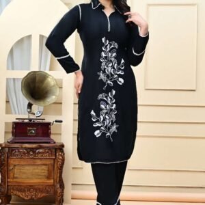 New Arrival Cotton Black Kurta Set